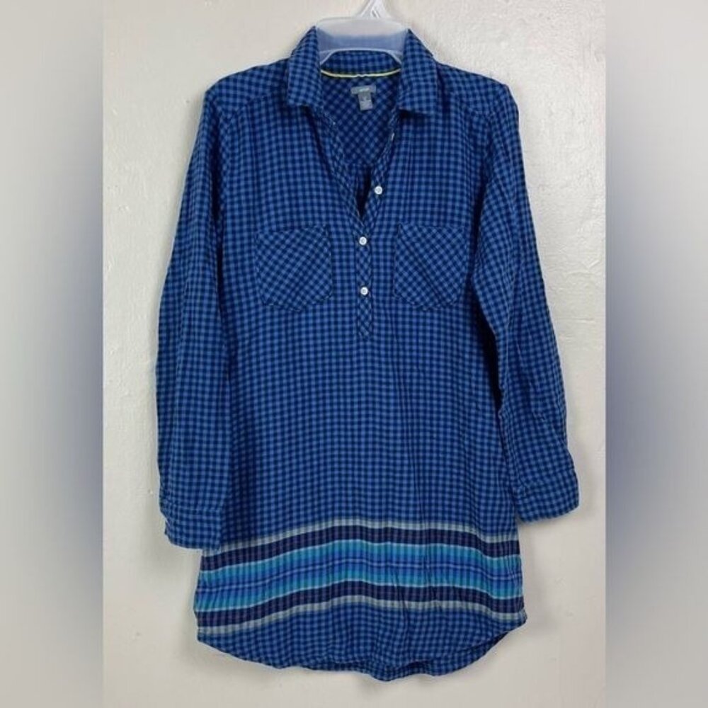 Aerie Blue Plaid Flannel Long Sleeve Dress Length 30.5 Women's Small Petite